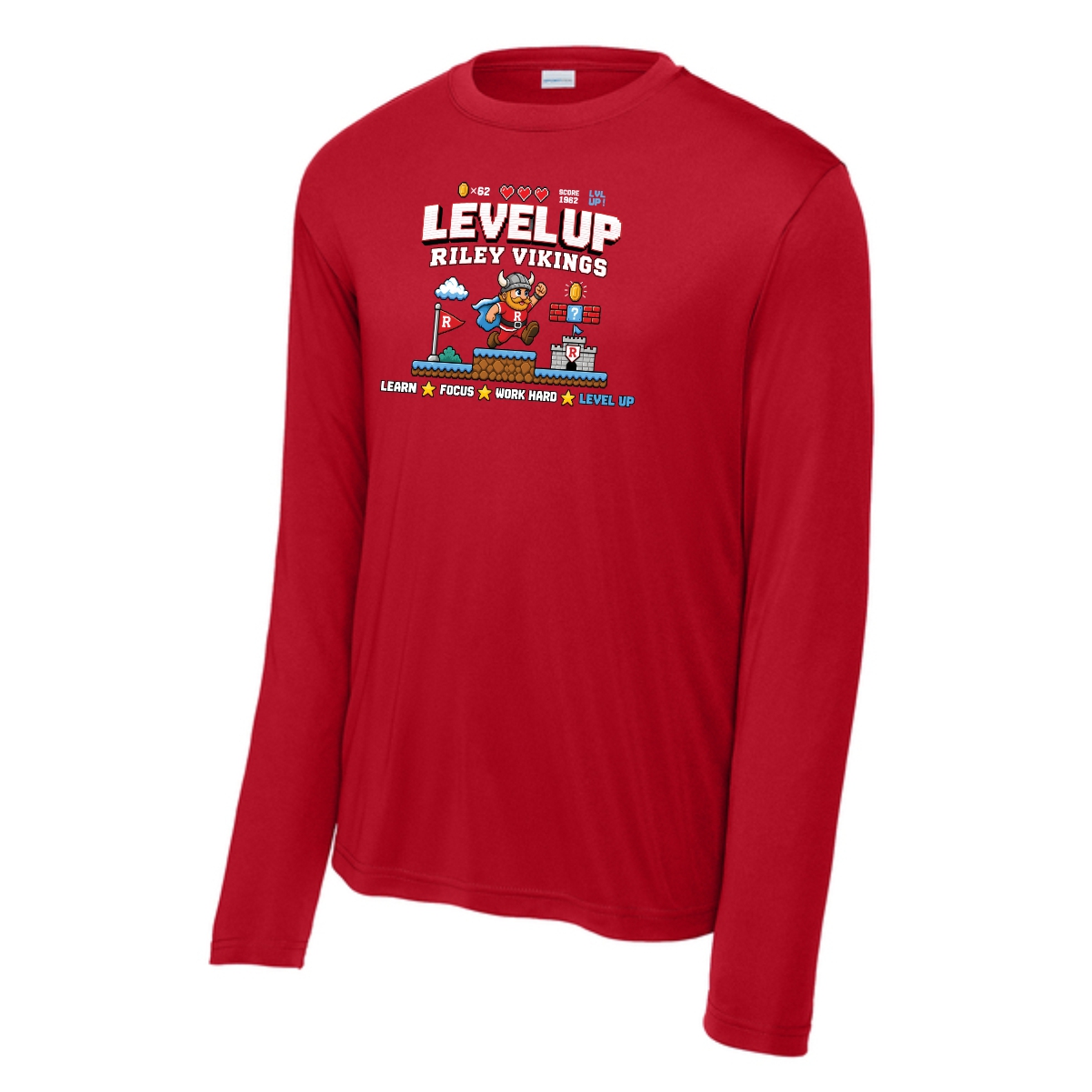 Riley Spiritwear 01 “Level Up” Adult & Youth Long Sleeve Performance Tee - Image 3