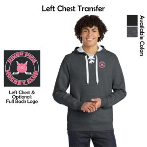 River Pigs Hockey Sport-Tek Lace Up Pullover Hooded Sweatshirt